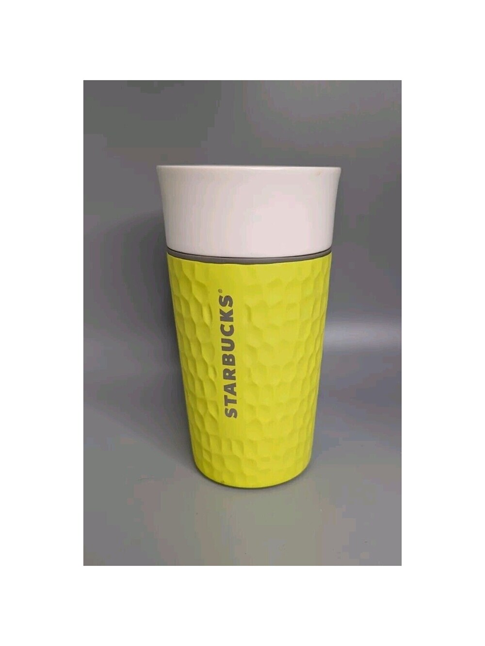 Starbucks 12 oz Ceramic Tennis Ball Tumbler Cup Electric Lime Yellow *No Lid